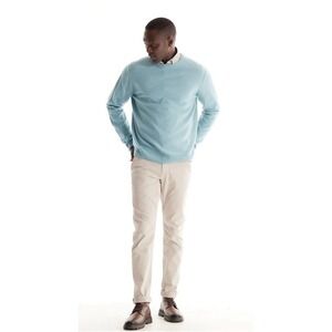 SOFT CLOTH Men's Crewneck Sweater in Merino Jersey Size XL Blue Long Sleeve‎ NWT